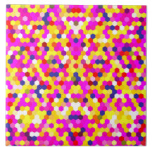 colorful pink yellow hexagon pattern art