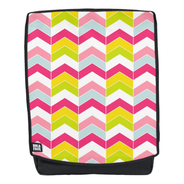 Colorful Pink ZigZag Chevron Pattern Backpack (Front)