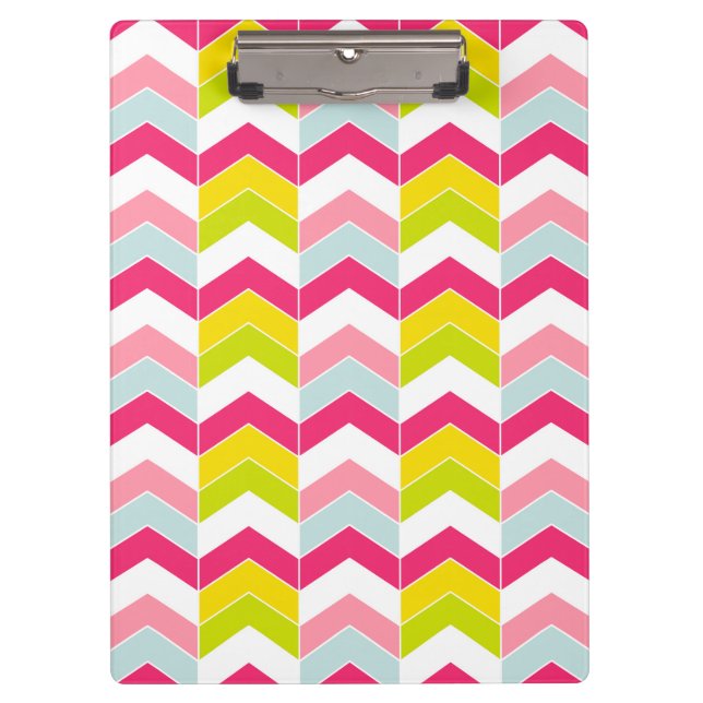 Colorful Pink ZigZag Chevron Pattern Clipboard (Front)