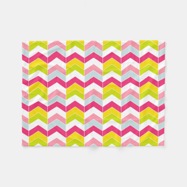 Colorful Pink ZigZag Chevron Pattern Fleece Blanket (Front (Horizontal))