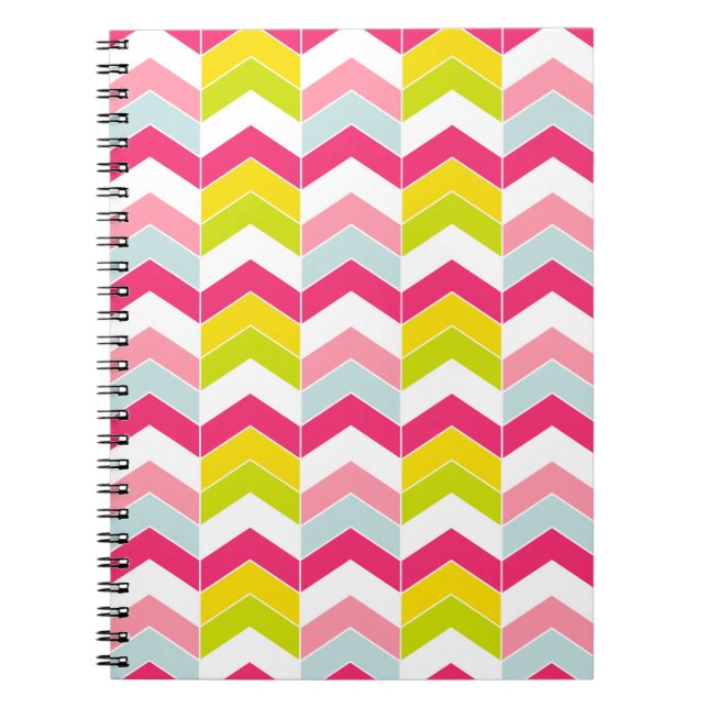 Colorful Pink ZigZag Chevron Pattern Notebook (Front)