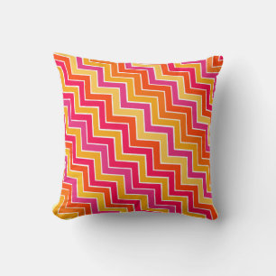 Colorful pink zigzag chevron patterned pillow