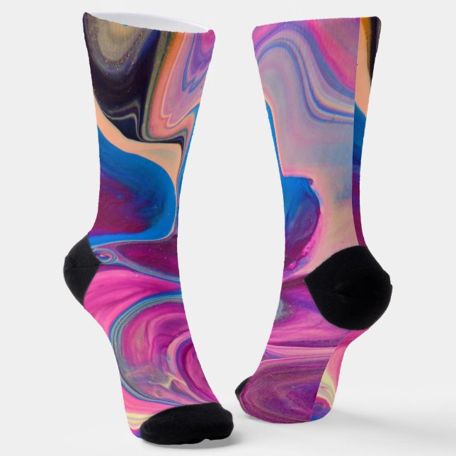 Colorful Pinks Marble Style Crazy Socks (Angled)