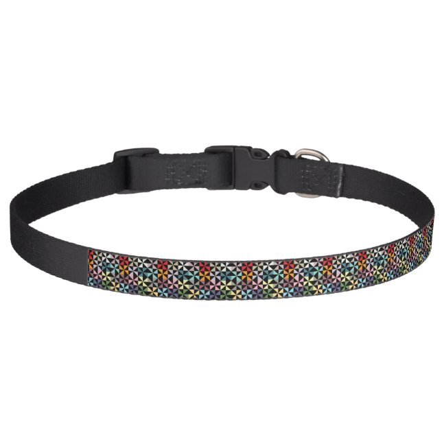 Colorful Pinwheel Black Pet Collar (Front)