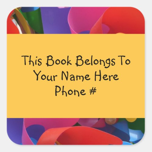 Colorful Pinwheel Book Name Plate Sticker