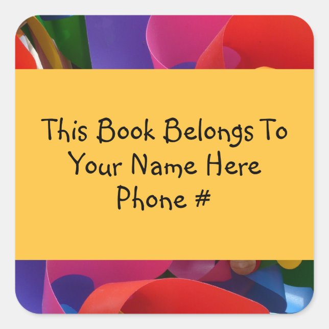 Colorful Pinwheel Book Name Plate Sticker (Front)