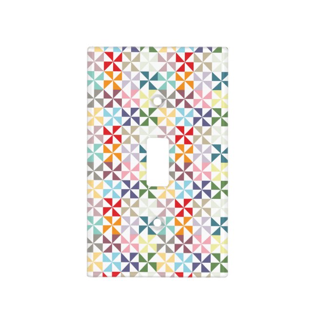 Colorful Pinwheel Geometric Light Switch Cover (Front)