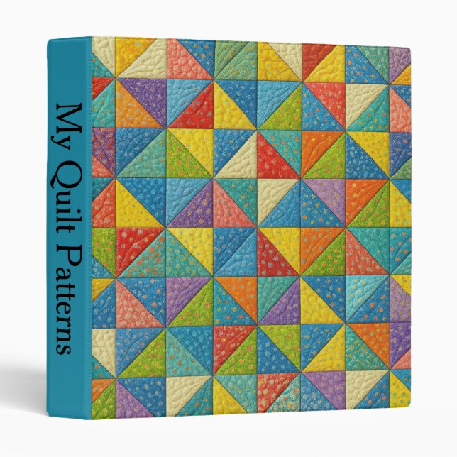 Colorful Pinwheel Quilt Design 3 Ring Binder (Front/Spine)