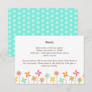 Colorful Pinwheel Themed Wedding Enclosure Card