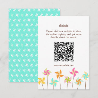 Colorful Pinwheel Themed Wedding Enclosure Card