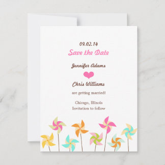 Colorful Pinwheel Themed Wedding Save The Date