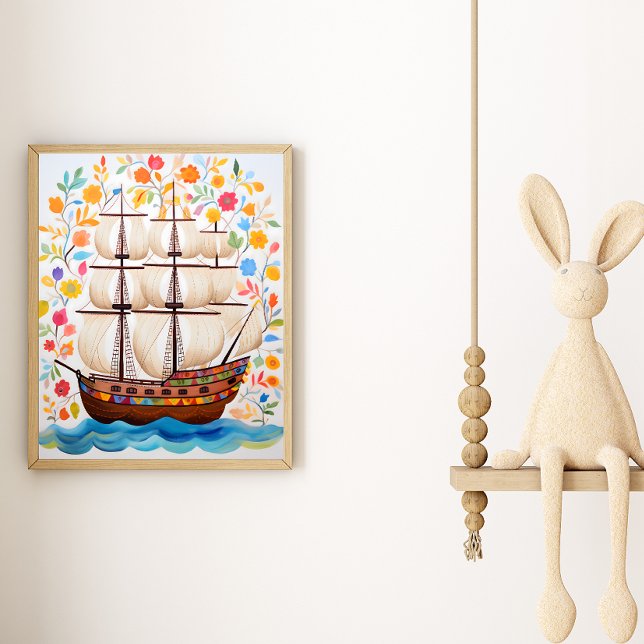 Colorful Pirate Ship Art Poste Poster (Creator Uploaded)