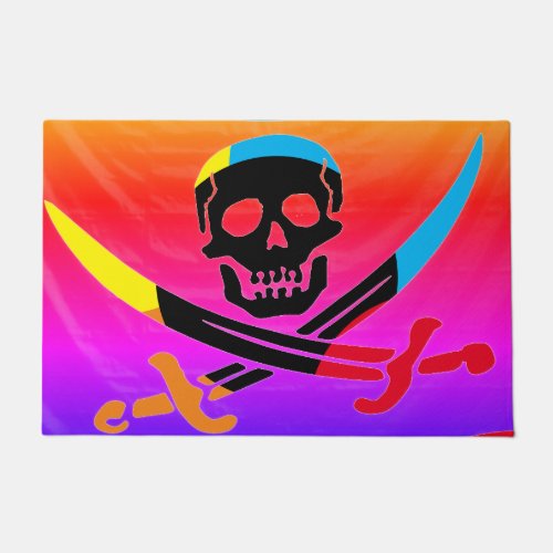 Colorful Pirate Skull Doormat