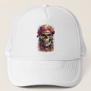 Colorful Pirate Skull Trucker Hat
