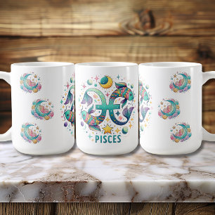 Colorful Pisces Zodiac Fish Astrology Coffee Mug