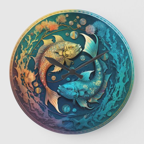 Colorful Pisces Zodiac Hanging Wall Clock