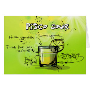 Colorful Pisco Sour Drink Cocktail Recipe Cards