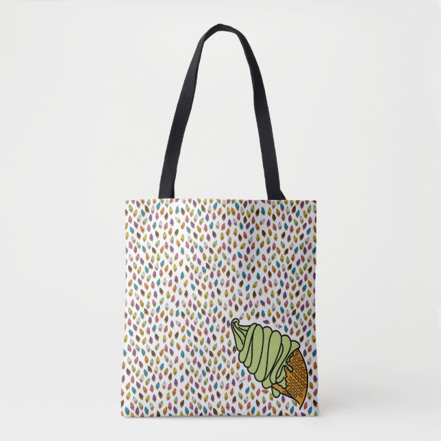 Colorful Pistachio Ice Cream Cone icecreamliciouS Tote Bag (Front)