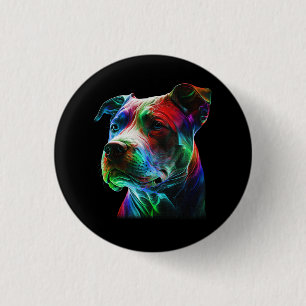 Colorful Pit Bull Beauty Graphic Art Pitbull Dog L Button
