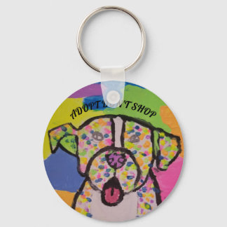colorful pit bull key chain "adopt don't shop"