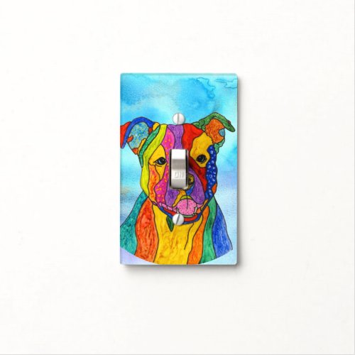 Colorful Pit Bull Light Switch Cover