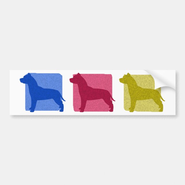 Colorful Pit Bull Silhouettes Bumper Sticker (Front)
