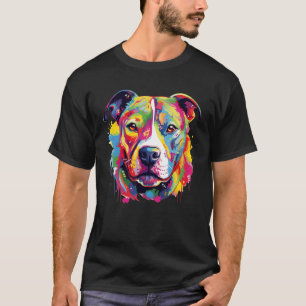 Colorful Pit bull Terrier Dog Love r Dad Mom Boy G T-Shirt
