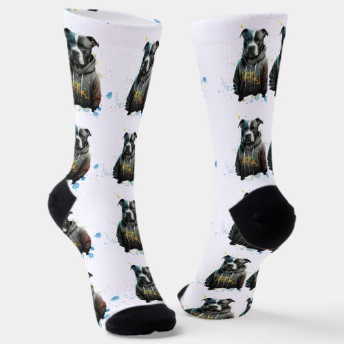 Colorful Pitbull _ Cute Pet Dog  Socks