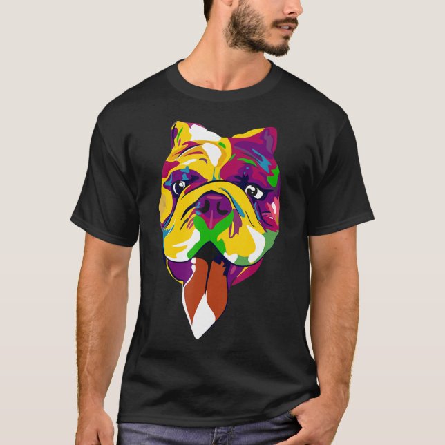 Colorful Pitbull Dog Hand Draw Tee (Front)