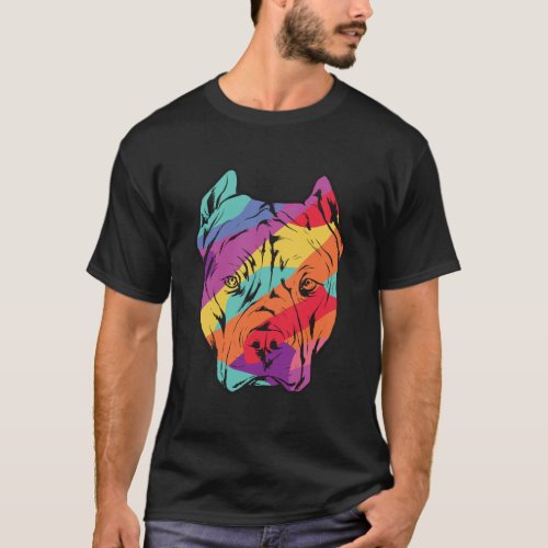 Colorful Pitbull Dog Lover Pitbull Dog Owner Gift T_Shirt