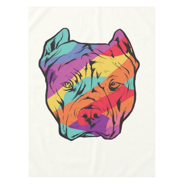 Colorful Pitbull Graphics Tablecloth (Front)