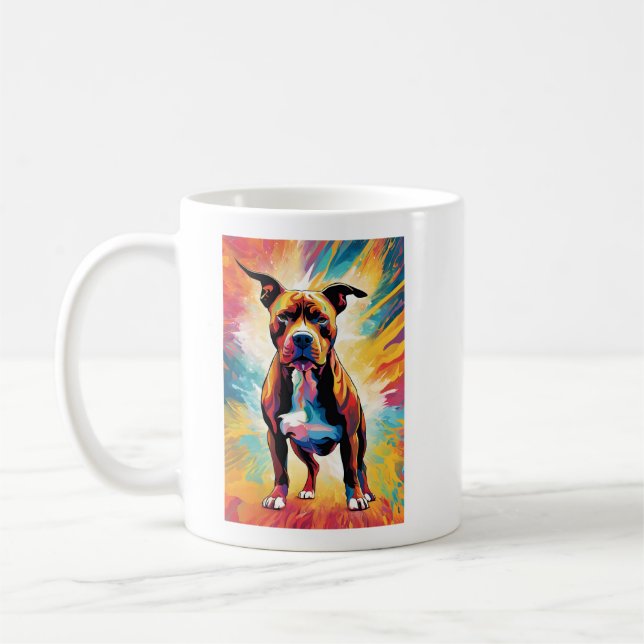 Colorful Pitbull Mug – Bold Pop Art Dog Design (Left)
