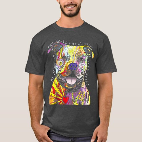 Colorful Pitbull Terrier Dog Lover Dad Mom Boy T_Shirt