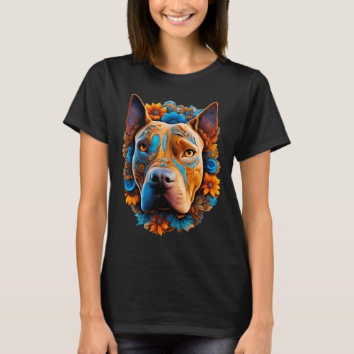 Colorful Pitbull With Vibrant Colors  T_Shirt