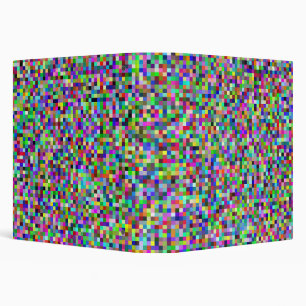 Colorful Pixel Squares Background Pattern 3 Ring Binder