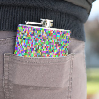 Colorful Pixel Squares Background Pattern Flask