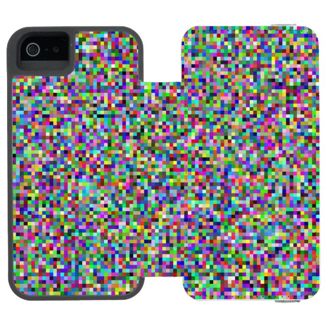 Colorful Pixel Squares Background Pattern Incipio iPhone Wallet Case (Folio Open)