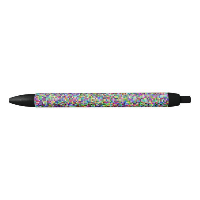 Colorful Pixel Squares Background Pattern Pen (Front)