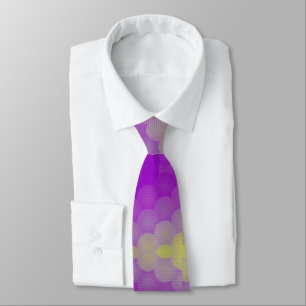 Colorful pixelated Circles spheres, purple yellow Neck Tie