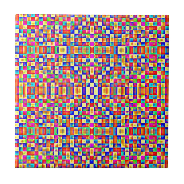 Colorful Pixels Ceramic Tile (Front)