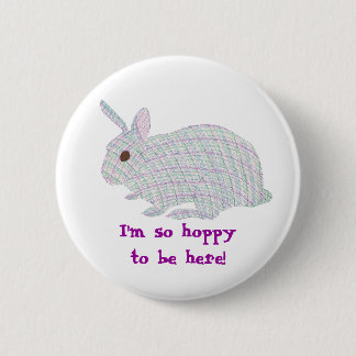 Colorful Plaid Bunny I'm so hoppy to be here pin