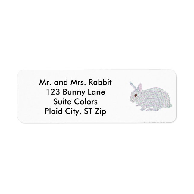 Colorful Plaid Bunny Rabbit Address Labels (Front)