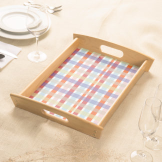 Colorful Plaid Check Pattern Serving Tray