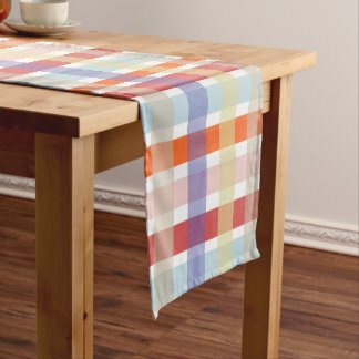 Colorful Plaid Check Pattern Short Table Runner