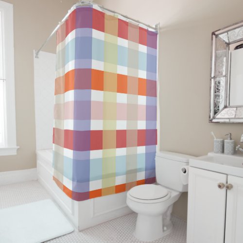 Colorful Plaid Check Pattern Shower Curtain