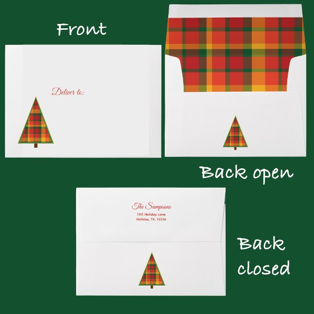Colorful Plaid Christmas 5 x 7 Envelope (Creator Uploaded)