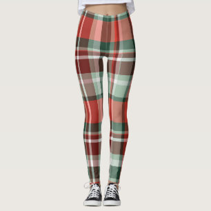 Colorful Plaid Christmas Leggings for Women
