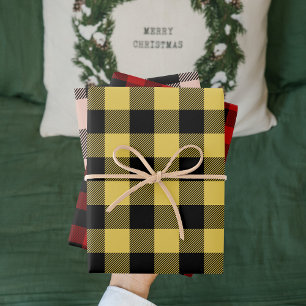 Colorful Plaid Christmas Wrapping Paper Sheets