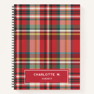 Colorful Plaid Classic Personalized Kids Name Notebook