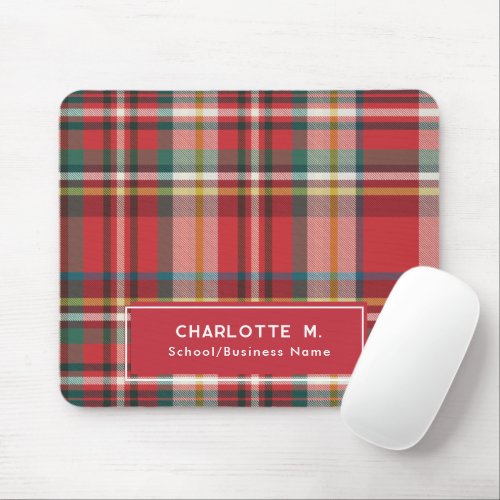 Colorful Plaid Classic Personalized Red Mouse Pad